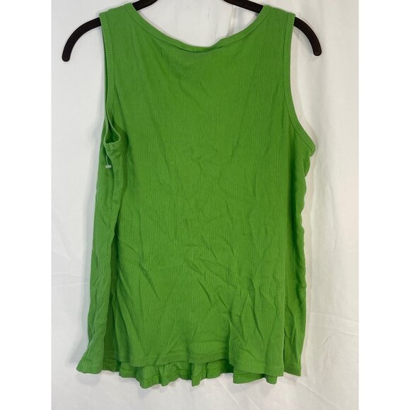 Blair sleeveless tank top shirt green cotton stretch medium bust 18 length READ - Picture 5 of 5